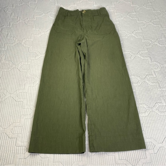 Maeve Anthropologie The Colette Wide Leg Pants Green Women’s Size 28 Pockets - Picture 2 of 11